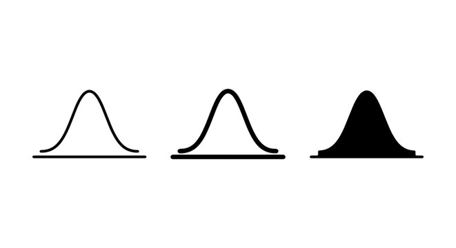 Statistical Distribution Icons: Bell Curve, Gaussian, Normal Distribution Vector Set