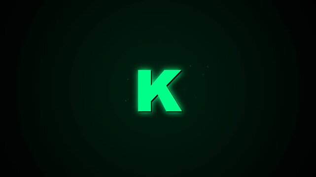 Glowing green 3d letter k repeating on dark background
