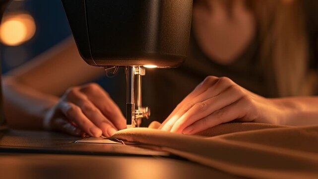 Soft glow illuminates sewing machine