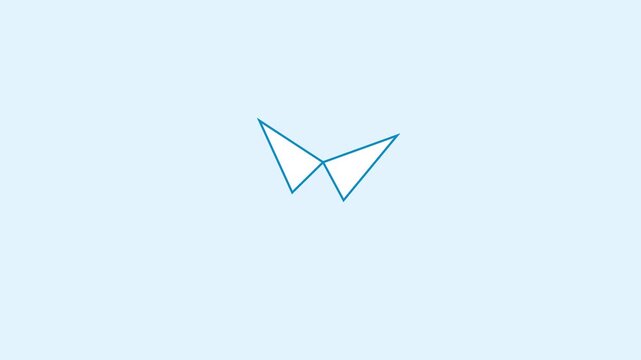 Minimalist butterfly loading screen animation with blue vector outlines on a light background