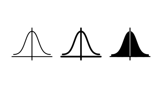 Statistical Distribution Icons Set, Normal Curve, Gaussian Bell Shape, Data Analysis Symbols