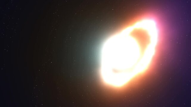 Seamless loop of glowing solar corona and bright star core in deep space. Cosmic energy ring pulsating around glowing star core seamless animation