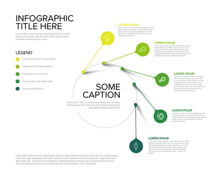 Professional infographic template featuring five green steps and icons for data visualization. This infographic template is ideal for showcasing business steps or a creative process.