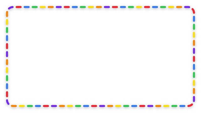Colorful Dashed Border Animation with Rotating Rainbow Frame Elements