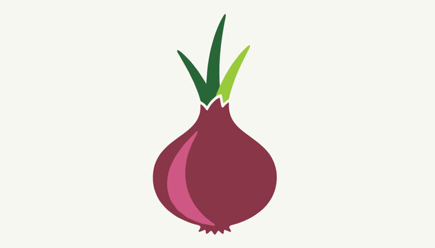 Fresh purple red onion with green sprouts showing organic vegetable nutrition isolated on a clean white background.