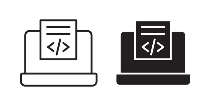 Display code icon flat outline in black
