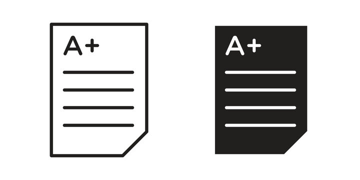 Report card icon flat outline in black
