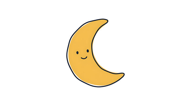 Cartoon crescent moon with smiling face for children's educational materials
