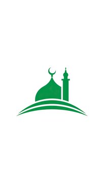 Green mosque silhouette logo with dome and minaret