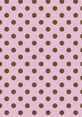Seamless vector pattern with brown polka dots on a soft pastel pink background, cute abstract geometric design for fabric, textile, wallpaper, and wrapping paper decoration printing © HEMEL