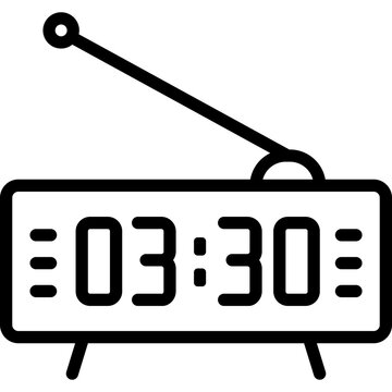 FM Radio Alarm Clock for Wake Up with Music Line Icon