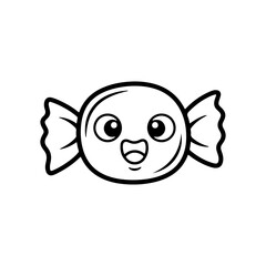 Obraz premium Cute Happy Candy Character Line Art Icon
