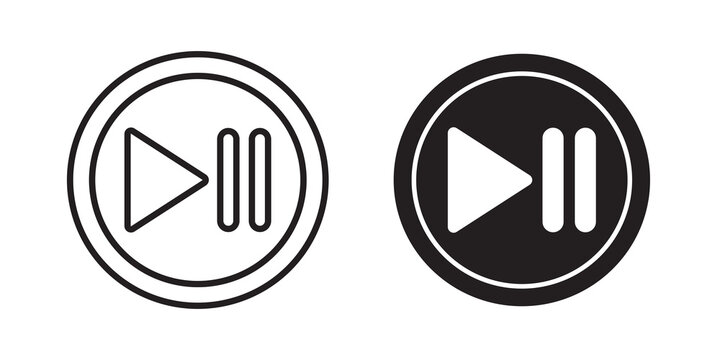 Play pause icon flat outline in black