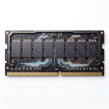 Computer ram memory module isolated on white background