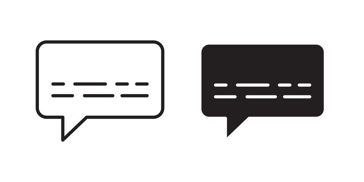 Subtitles icon flat outline in black