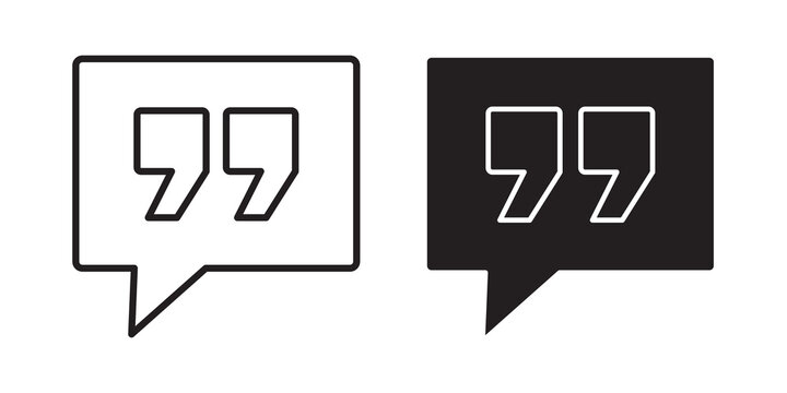 Comment quote icon flat outline in black