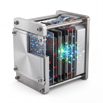 Industrial hydrogen fuel cell stack generating clean renewable energy