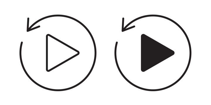 Playback icon flat outline in black