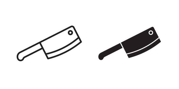 Hatchet icon flat outline in black