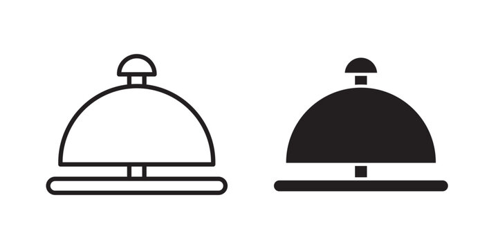 Bell concierge icon flat outline in black