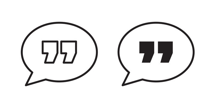 Comment quote icon flat outline in black