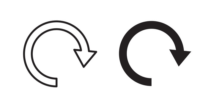 Undo icon flat outline in black