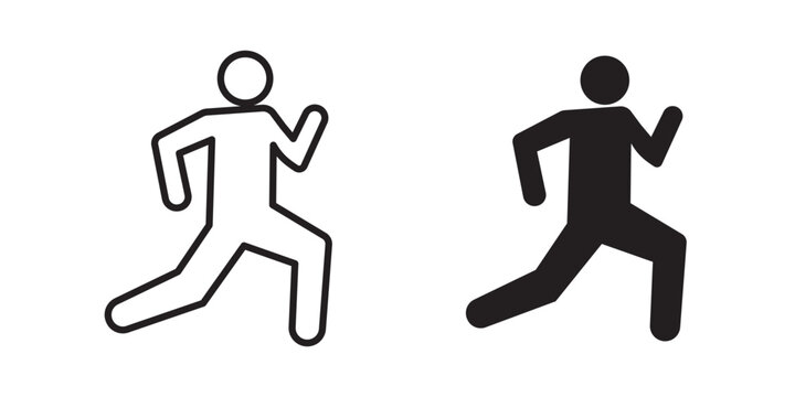 Running icon flat outline in black