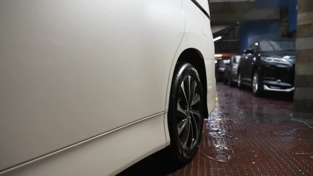 Close Up of Modern Car Wheel and Tire
