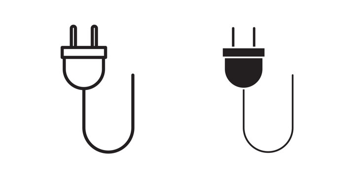 Electrical plug icon flat outline in black