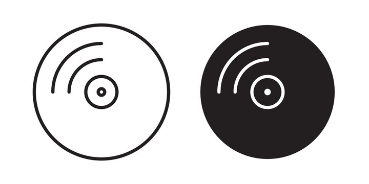 Vinyl icon flat outline in black
