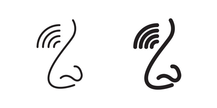 Nose pain icon flat outline in black