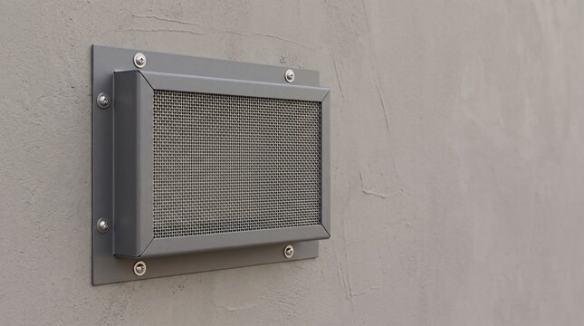 Ember resistant building ventilation cover with fine metal mesh and reinforced housing, wildfire resilience hardware for residential air openings, fire protection, risk reduction and adaptation