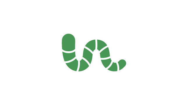 Caterpillar graphic featuring a minimalist green worm design isolated against a clean white background.