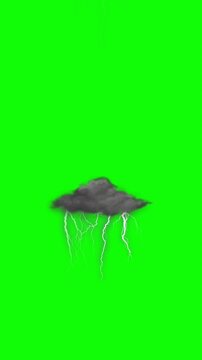Clouds lighting ani animation icon on green screen