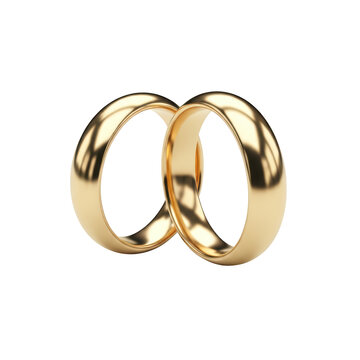 Two interlocking gold wedding rings on checkered background symbolizing union.