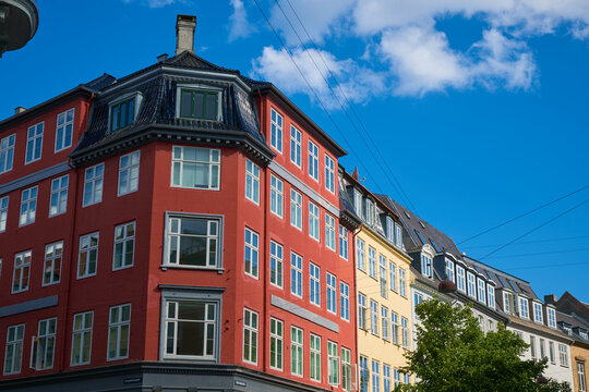 Building facade in the Old Town of Copenhagen, Denmark.