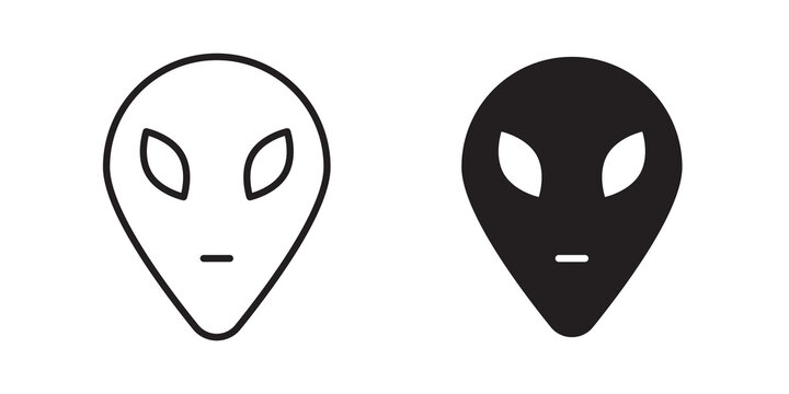 Alien icon flat outline in black