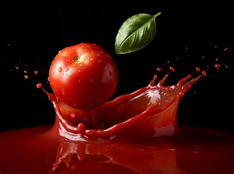 Fresh Tomatoes with Red Juice Splash