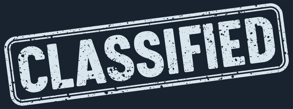 classified white grunge stamp on dark blue background. classified stamp