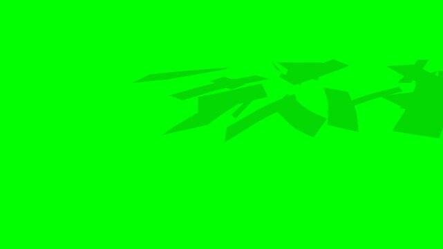 A 3D greenscreen animation of a stylized Hong Kong Hong Kong Dollar money stack completely breaking apart into flying banknotes. The HKD notes rise through the air before falling like money rain, coll