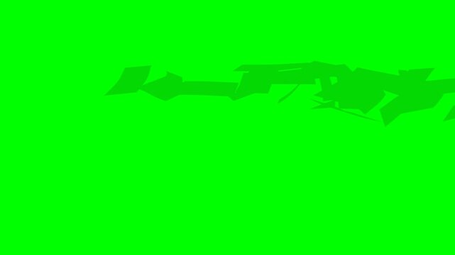 A 3D greenscreen animation of a stylized Eurozone Euro money stack completely breaking apart into flying banknotes. The EUR notes rise through the air before falling like money rain, colliding with th