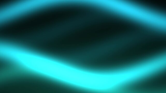 Neon turquoise wave curves glowing brightly against a dark shadowy background with soft blurred lighting and deep emerald green undertones.