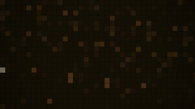 Dark pixel grid texture showing scattered illuminated squares in muted brown and bronze tones across a shadowy background with subtle lighting.