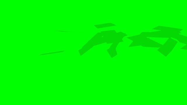 A 3D greenscreen animation of a stylized Denmark Danish Krone money stack completely breaking apart into flying banknotes. The DKK notes rise through the air before falling like money rain, colliding