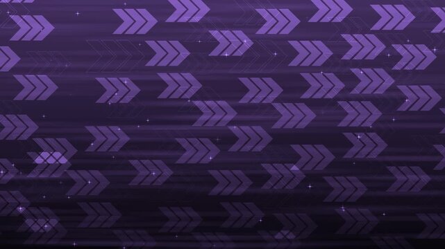 Abstract background with repeated chevron arrows and small sparkles, modern motion pattern with dark gradient and layered animation