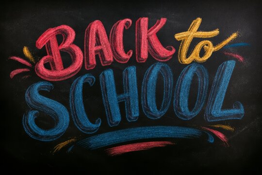 Back to school chalk lettering on blackboard