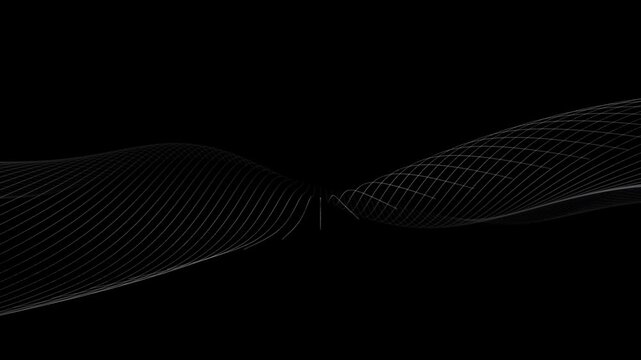 White dotted flowing mesh wave on black background