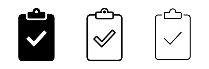 Clipboard with checkmark icons, task completion and business symbols © Pixel Hub