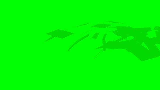 A 3D greenscreen animation of a stylized Vietnam Vietnamese Dong money stack completely breaking apart into flying banknotes. The VND notes rise through the air before falling like money rain, collidi