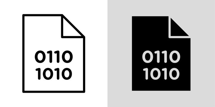 Binary code icon representing computer programming, digital data, software, coding, algorithms, computer science, and information technology.